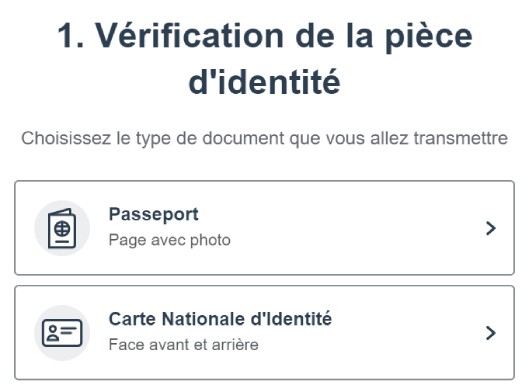 VÉRIFICATION DE LA PIÈCE D'IDENTITÉ